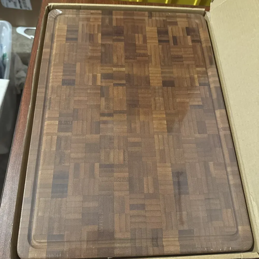 NIB Cactus & Cubby Deep Carbonised End Grain Wood Cutting Board 16.5
